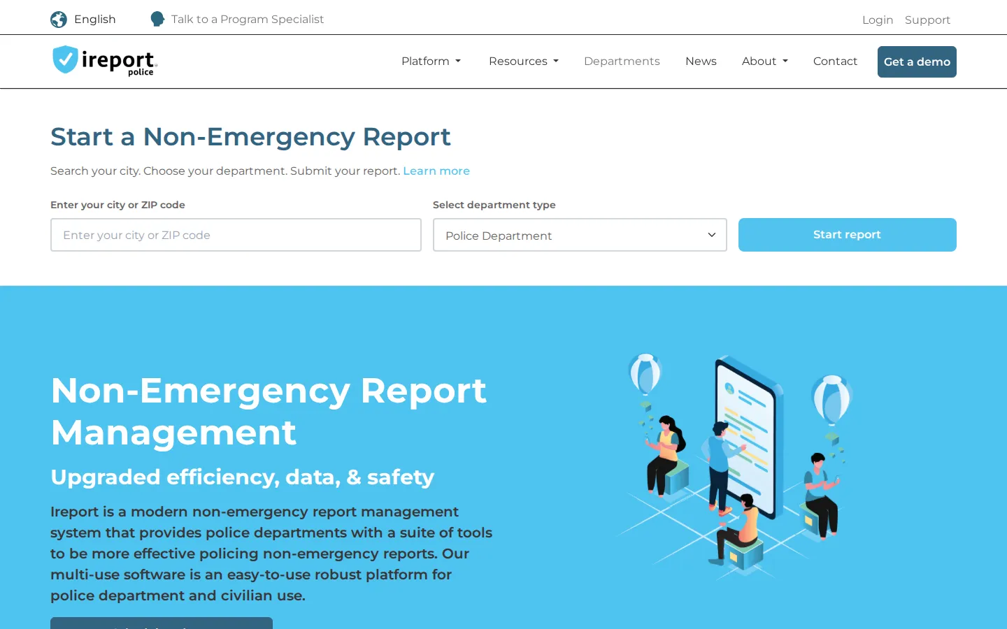 Screenshot of the iReport website