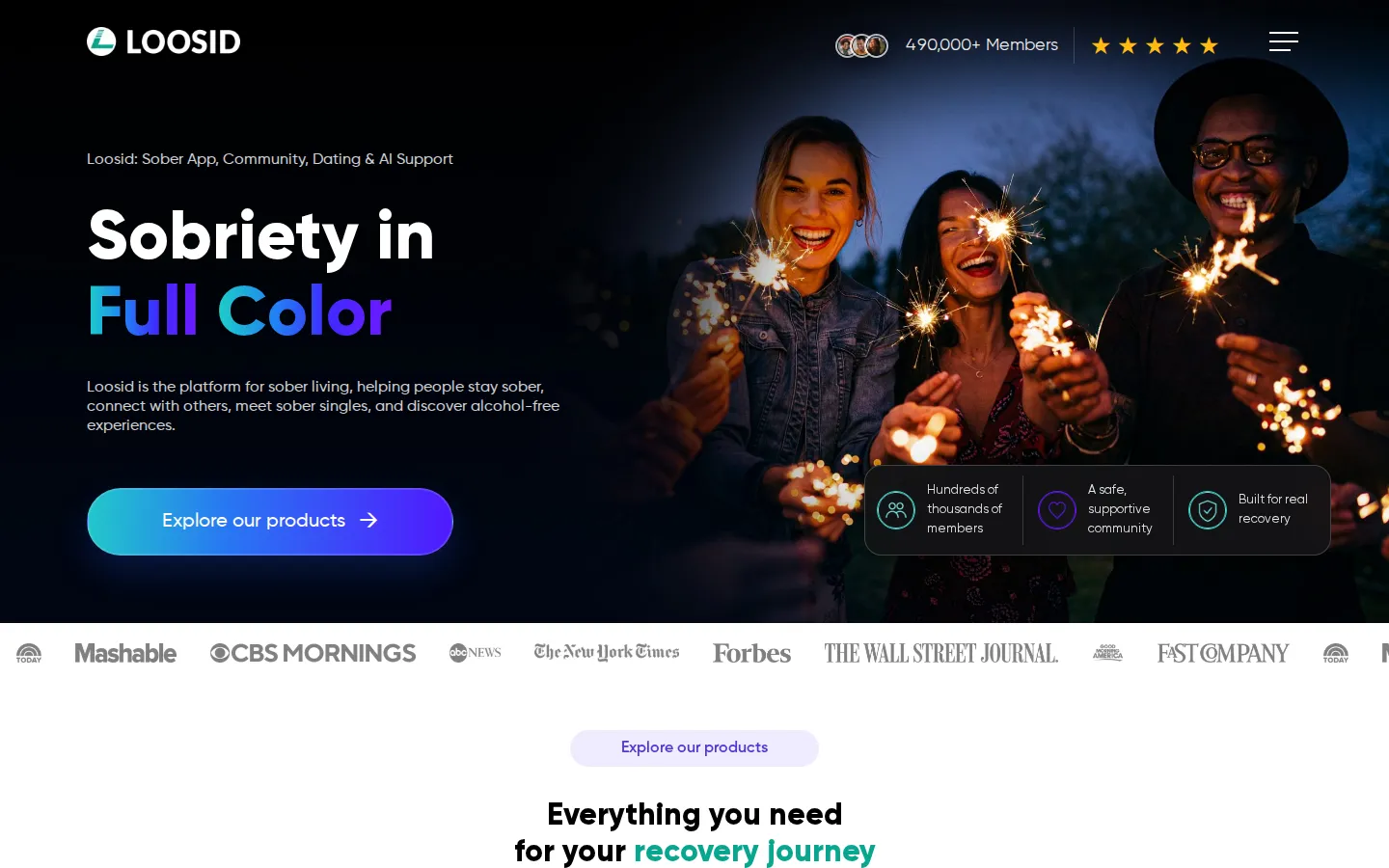Screenshot of the Loosid website